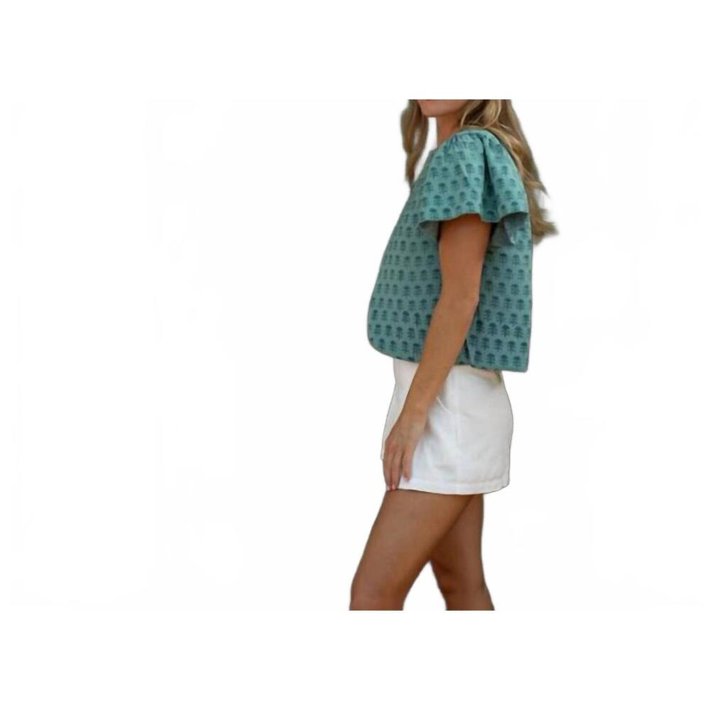 NEW EXVOTO darby reversible embroidery linen vest in mineral blue - Picture 4 of 8